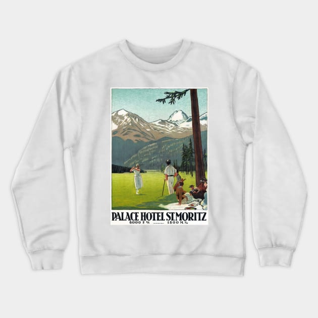 Vintage Travel Poster Switzerland St. Moritz Crewneck Sweatshirt by vintagetreasure